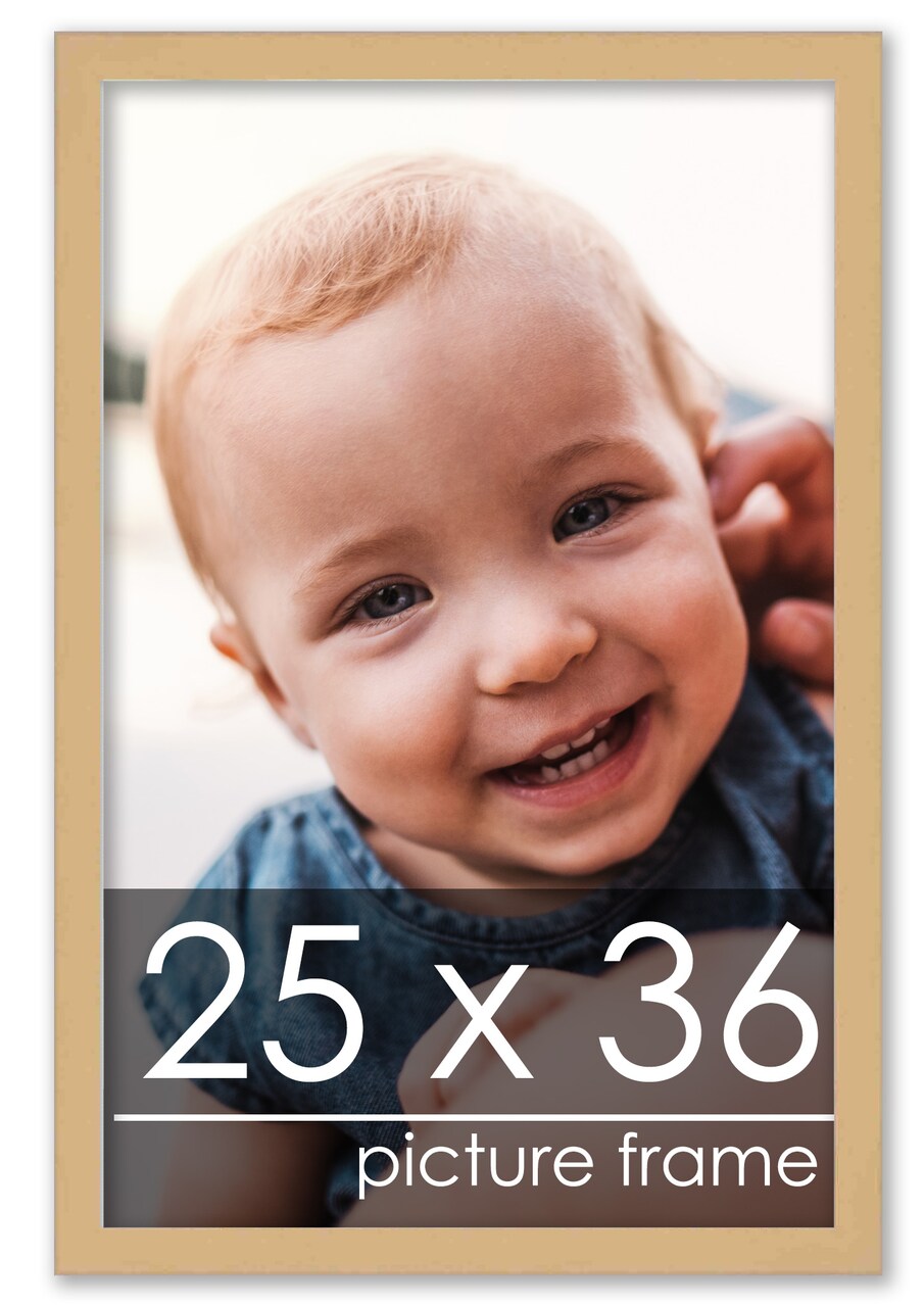 25x36 Solid Wood Picture Frame with UV-Resistant Acrylic & Acid-Free Backing, Available in 6 Finishes: Matte Black, Matte White, Metallic Bronze, Silver, Natural Wood Grain & Mahogany
